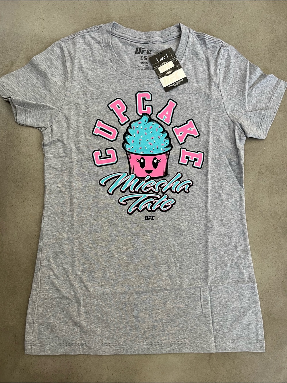 UFC Womens S Shirt Miesha Cupcake Tate Graphic Tee Heather Grey New With Tags